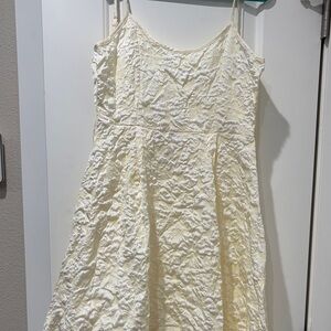 Cream Textured Sleeveless Dress